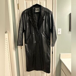 Giorgio Women's Long Black Leather Coat